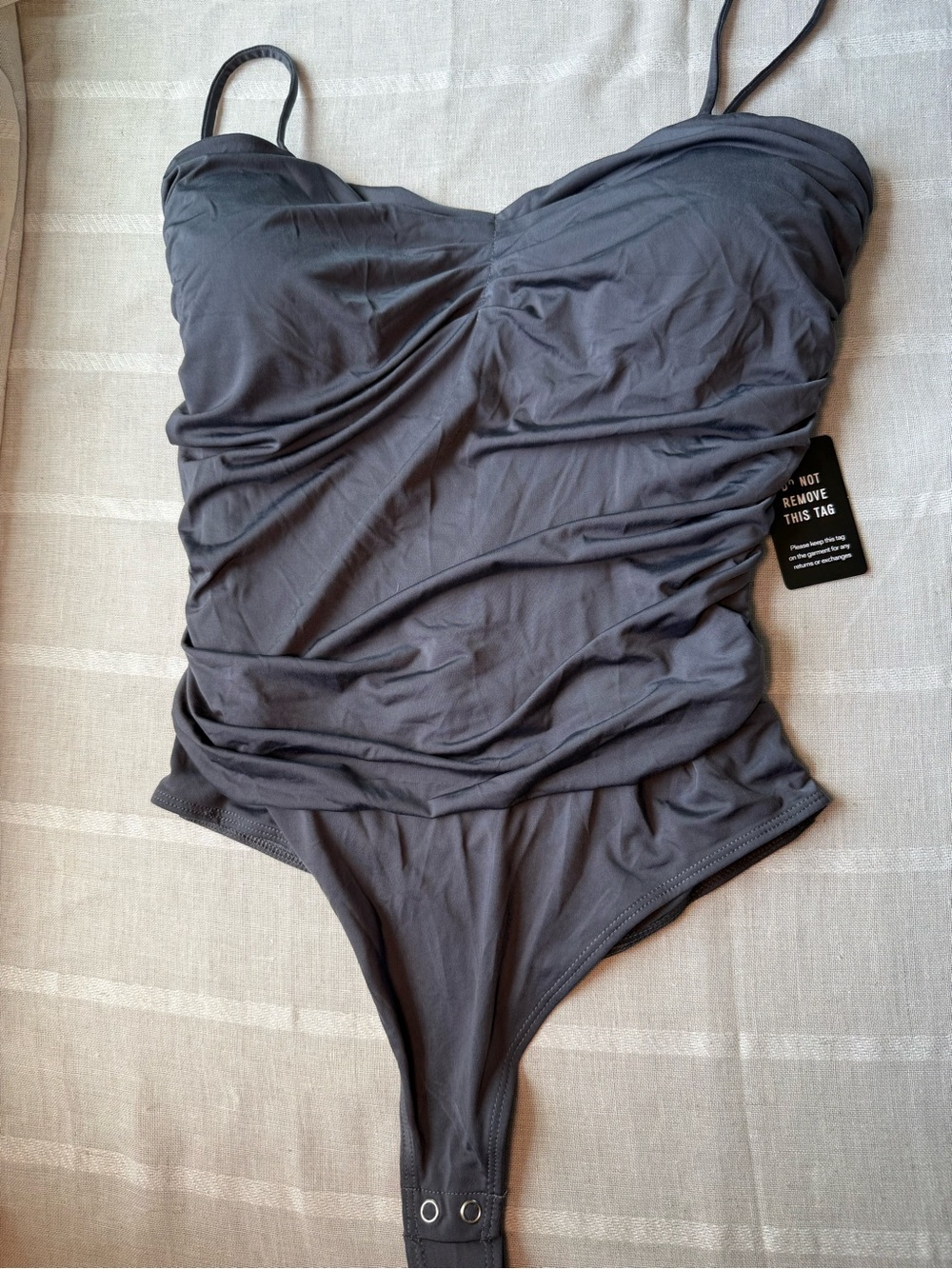 Express Body Contour Gray Ruched Tank Body Suit